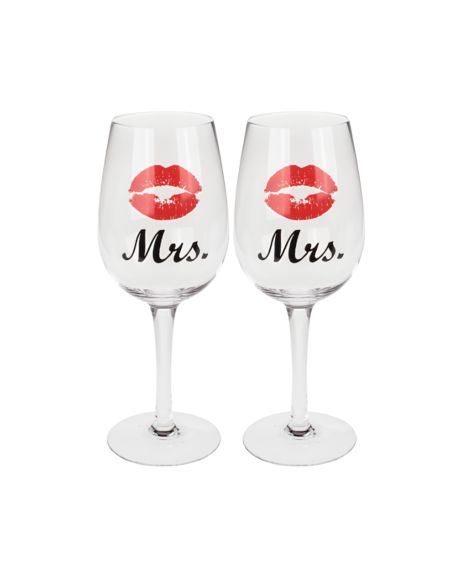Coffret Verres à Vin "Couples" - Dimensions :  7 x 7 x 22,5 cm - 430ml