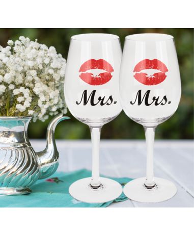 Coffret Verres à Vin "Couples" - Dimensions :  7 x 7 x 22,5 cm - 430ml