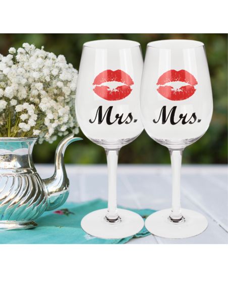 Coffret Verres à Vin "Couples" - Dimensions :  7 x 7 x 22,5 cm - 430ml
