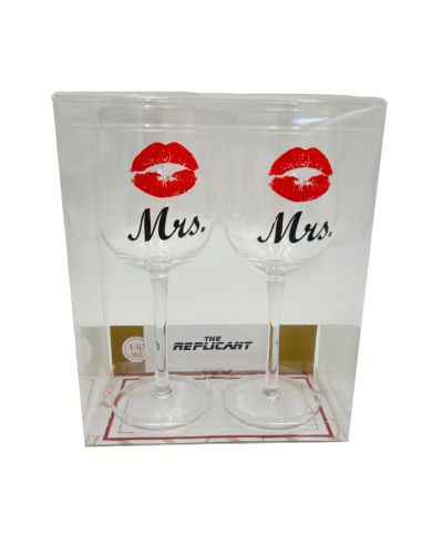 Coffret Verres à Vin "Couples" - Dimensions :  7 x 7 x 22,5 cm - 430ml