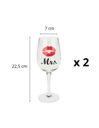 Coffret Verres à Vin "Couples" - Dimensions :  7 x 7 x 22,5 cm - 430ml