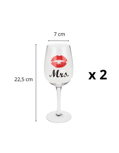 Coffret Verres à Vin "Couples" - Dimensions :  7 x 7 x 22,5 cm - 430ml