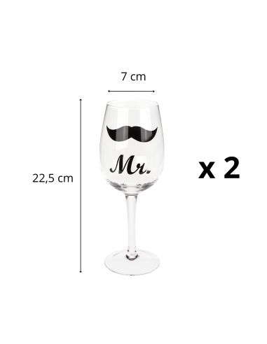 Coffret Verres à Vin "Couples" - Dimensions :  7 x 7 x 22,5 cm - 430ml