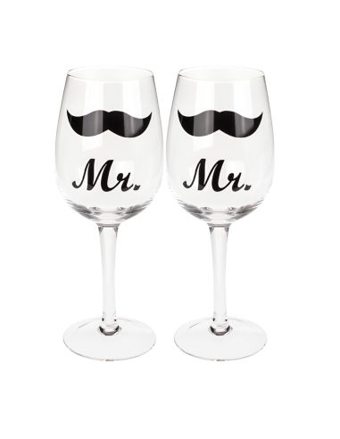 Coffret Verres à Vin "Couples" - Dimensions :  7 x 7 x 22,5 cm - 430ml
