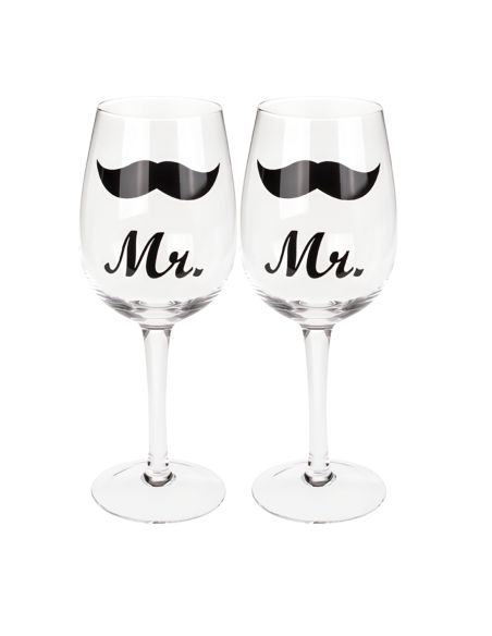 Coffret Verres à Vin "Couples" - Dimensions :  7 x 7 x 22,5 cm - 430ml