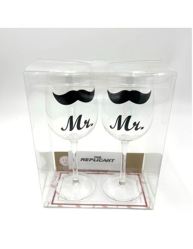 Coffret Verres à Vin "Couples" - Dimensions :  7 x 7 x 22,5 cm - 430ml