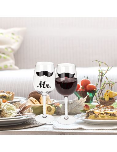 Coffret Verres à Vin "Couples" - Dimensions :  7 x 7 x 22,5 cm - 430ml