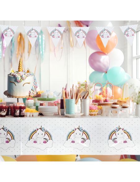 Nappe anniversaire Licorne - Dimensions: 137 x 183 cm