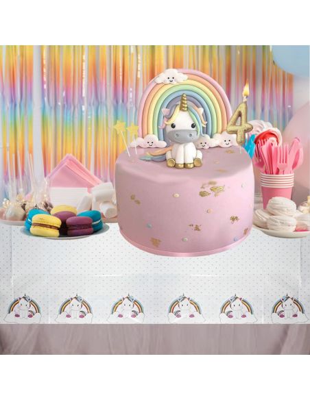 Nappe anniversaire Licorne - Dimensions: 137 x 183 cm