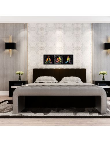 Toile sur Cadre en Bois Horizontale Bouddha Graphic Zen - Dimensions : 90 x 30 cm - 2 Modèles Disponibles