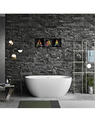 Toile sur Cadre en Bois Horizontale Bouddha Graphic Zen - Dimensions : 90 x 30 cm - 2 Modèles Disponibles