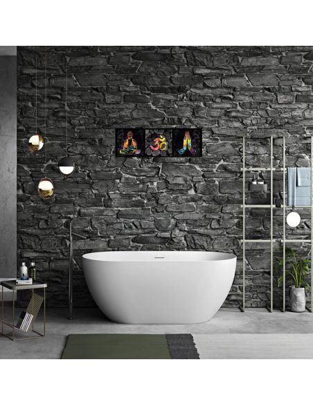 Toile sur Cadre en Bois Horizontale Bouddha Graphic Zen - Dimensions : 90 x 30 cm - 2 Modèles Disponibles