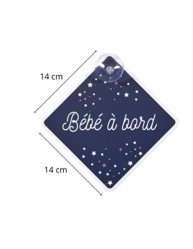 Signalétique "Bébé à Bord" avec Ventouse / Dimensions : 19,5 x 19,5 cm