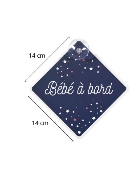 Signalétique "Bébé à Bord" avec Ventouse / Dimensions : 19,5 x 19,5 cm