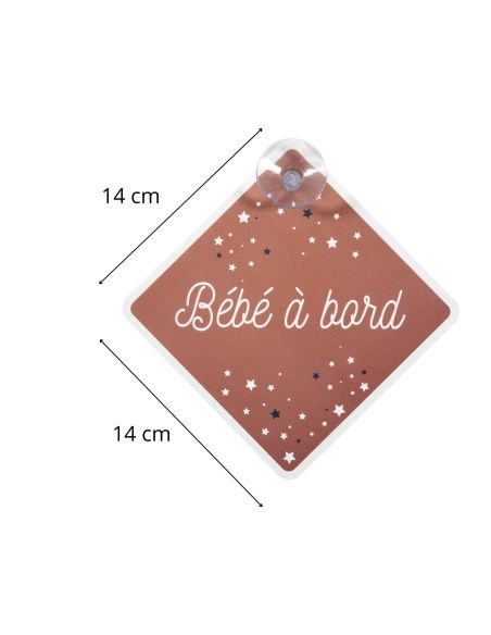 Signalétique "Bébé à Bord" avec Ventouse / Dimensions : 19,5 x 19,5 cm