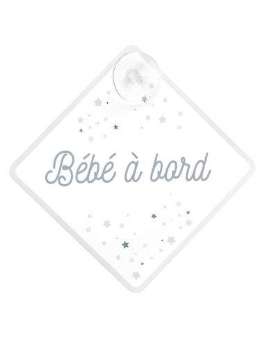 Signalétique "Bébé à Bord" avec Ventouse / Dimensions : 19,5 x 19,5 cm