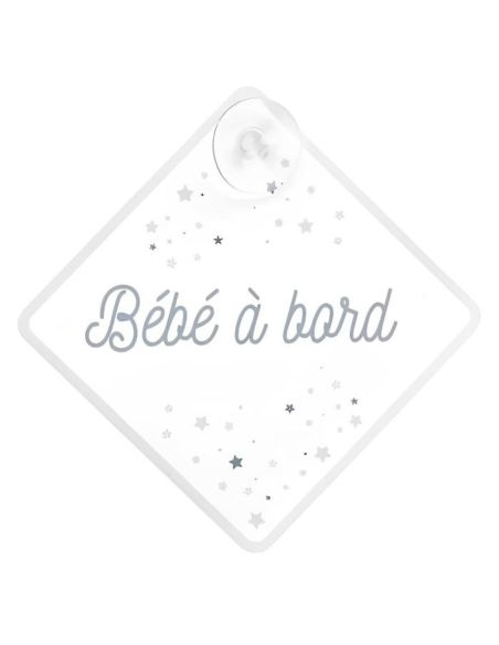 Signalétique "Bébé à Bord" avec Ventouse / Dimensions : 19,5 x 19,5 cm