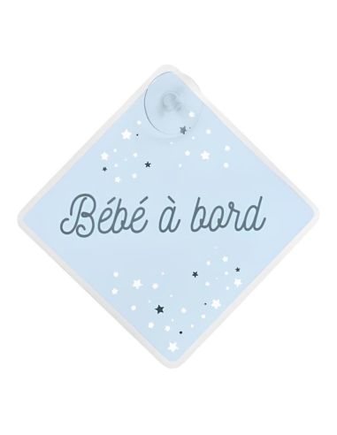 Signalétique "Bébé à Bord" avec Ventouse / Dimensions : 19,5 x 19,5 cm