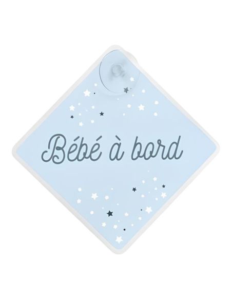Signalétique "Bébé à Bord" avec Ventouse / Dimensions : 19,5 x 19,5 cm