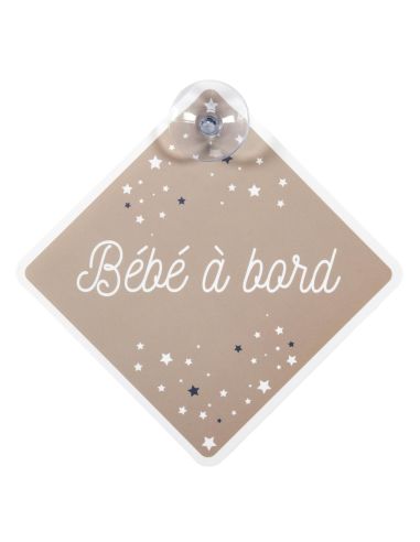 Signalétique "Bébé à Bord" avec Ventouse / Dimensions : 19,5 x 19,5 cm