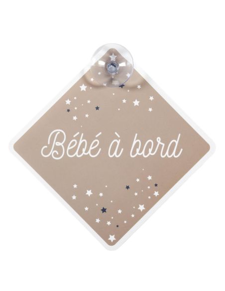 Signalétique "Bébé à Bord" avec Ventouse / Dimensions : 19,5 x 19,5 cm