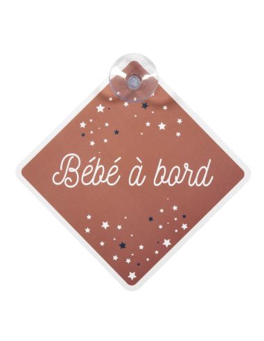 Signalétique "Bébé à Bord" avec Ventouse / Dimensions : 19,5 x 19,5 cm