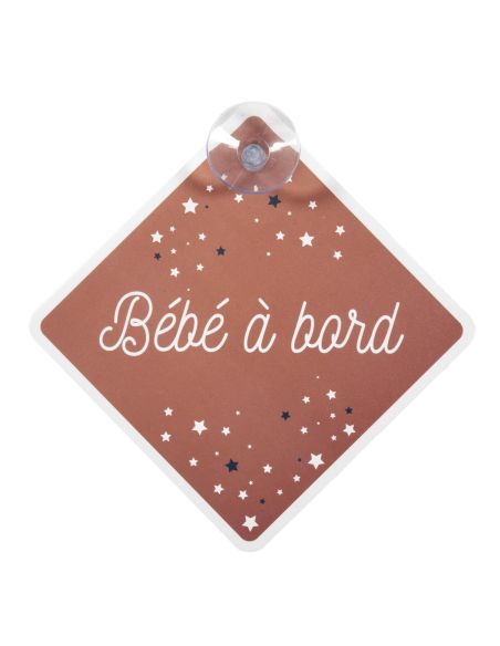 Signalétique "Bébé à Bord" avec Ventouse / Dimensions : 19,5 x 19,5 cm