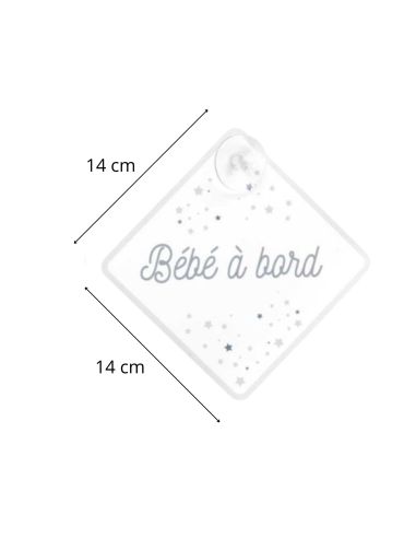 Signalétique "Bébé à Bord" avec Ventouse / Dimensions : 19,5 x 19,5 cm