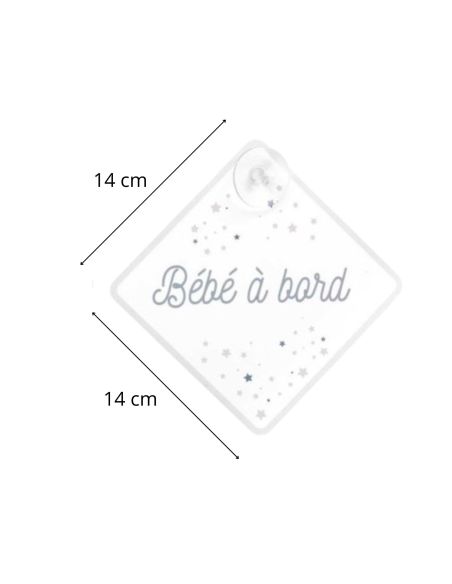 Signalétique "Bébé à Bord" avec Ventouse / Dimensions : 19,5 x 19,5 cm