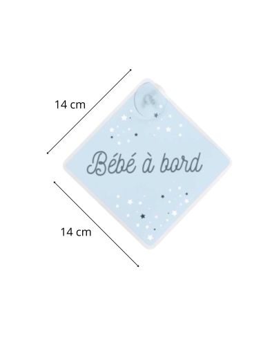 Signalétique "Bébé à Bord" avec Ventouse / Dimensions : 19,5 x 19,5 cm