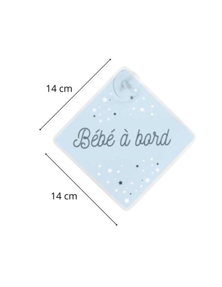 Signalétique "Bébé à Bord" avec Ventouse / Dimensions : 19,5 x 19,5 cm