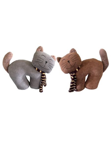 Cale Porte Chat avec Echarpe en Velours - 2 Modèles Disponibles - Dimensions :  29 x 9 x 25 cm