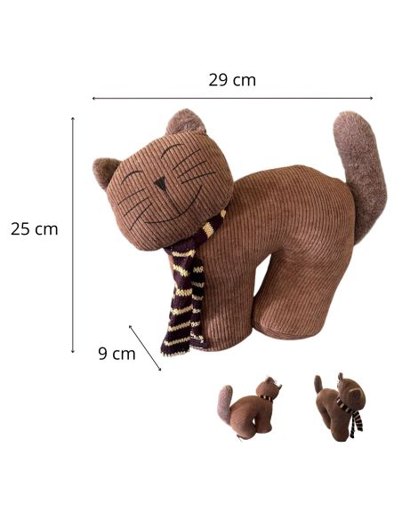 Cale Porte Chat avec Echarpe en Velours - 2 Modèles Disponibles - Dimensions :  29 x 9 x 25 cm