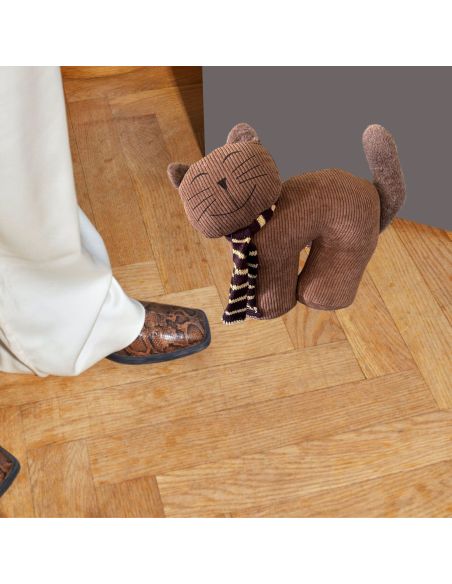 Cale Porte Chat avec Echarpe en Velours - 2 Modèles Disponibles - Dimensions :  29 x 9 x 25 cm