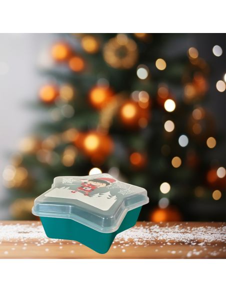 Boite de Rangement en Plastique en Forme d'Etoile "Noël" - Dimensions : 8 x 19 cm - 2 modèles Disponibles