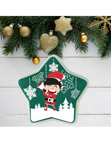 Boite de Rangement en Plastique en Forme d'Etoile "Noël" - Dimensions : 8 x 19 cm - 2 modèles Disponibles