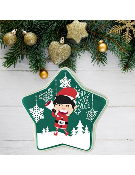 Boite de Rangement en Plastique en Forme d'Etoile "Noël" - Dimensions : 8 x 19 cm - 2 modèles Disponibles