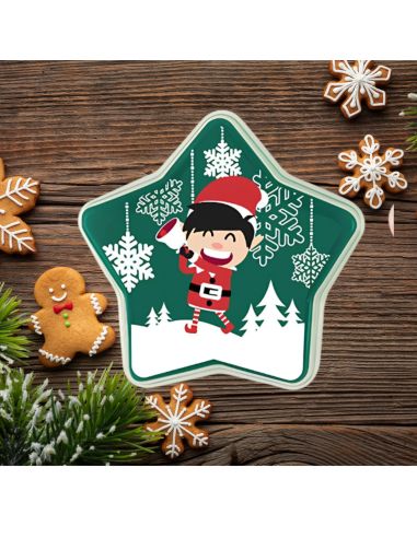 Boite de Rangement en Plastique en Forme d'Etoile "Noël" - Dimensions : 8 x 19 cm - 2 modèles Disponibles