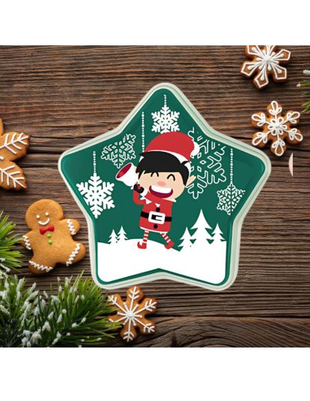 Boite de Rangement en Plastique en Forme d'Etoile "Noël" - Dimensions : 8 x 19 cm - 2 modèles Disponibles