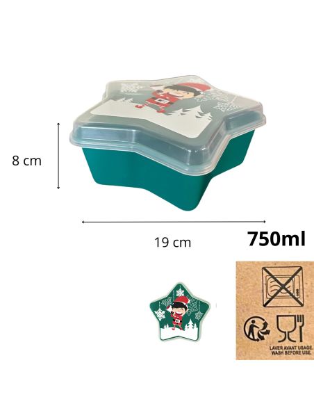 Boite de Rangement en Plastique en Forme d'Etoile "Noël" - Dimensions : 8 x 19 cm - 2 modèles Disponibles