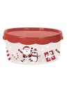 Boite de Rangement en Plastique Ronde "Noël" - Dimensions : 20 x 20 x 9 cm - 2 modèles Disponibles
