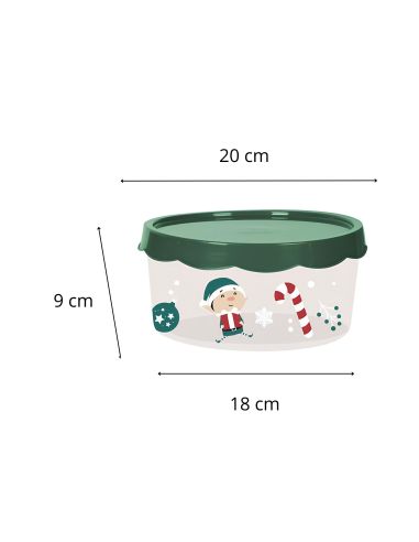 Boite de Rangement en Plastique Ronde "Noël" - Dimensions : 20 x 20 x 9 cm - 2 modèles Disponibles