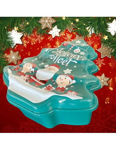 Boite de Rangement en Plastique en Forme de Sapin "Noël" - Dimensions : 33,5 x 23 x 10 cm - 2 modèles Disponibles
