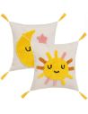Lot de 2 Coussins Motif Soleil et Croissant de Lune Déhoussable - Dimensions : 45 x 45 cm