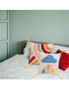 Lot de 2 Coussins Motif Arc en Ciel et Pluie Déhoussable - Dimensions : 45 x 45 cm