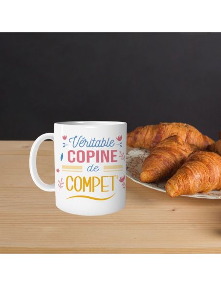 Mug "Véritable Copine de Compet' " - Dimensions : 11,5 x 8 x 9,5 cm