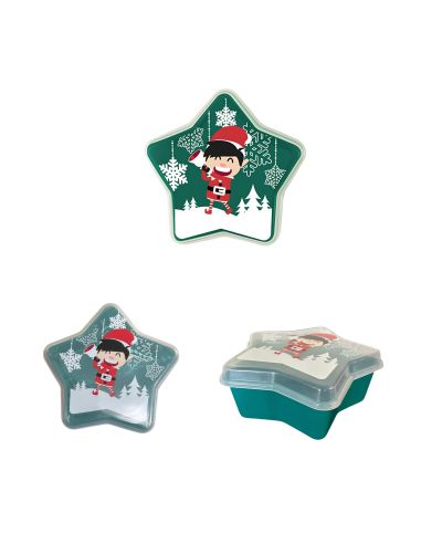 Boite de Rangement en Plastique en Forme d'Etoile "Noël" - Dimensions : 8 x 19 cm - 2 modèles Disponibles