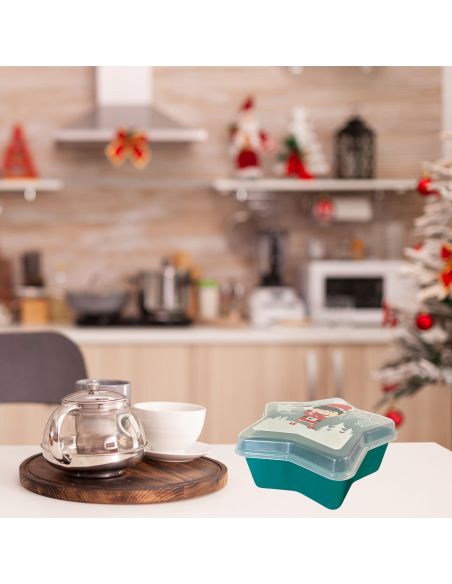 Boite de Rangement en Plastique en Forme d'Etoile "Noël" - Dimensions : 8 x 19 cm - 2 modèles Disponibles