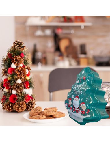 Boite de Rangement en Plastique en Forme de Sapin "Noël" - Dimensions : 33,5 x 23 x 10 cm - 2 modèles Disponibles