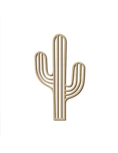 Décoration Murale en Bois Naturel " Cactus " - Dimensions : L.35 x l.0,4 x H.60 cm